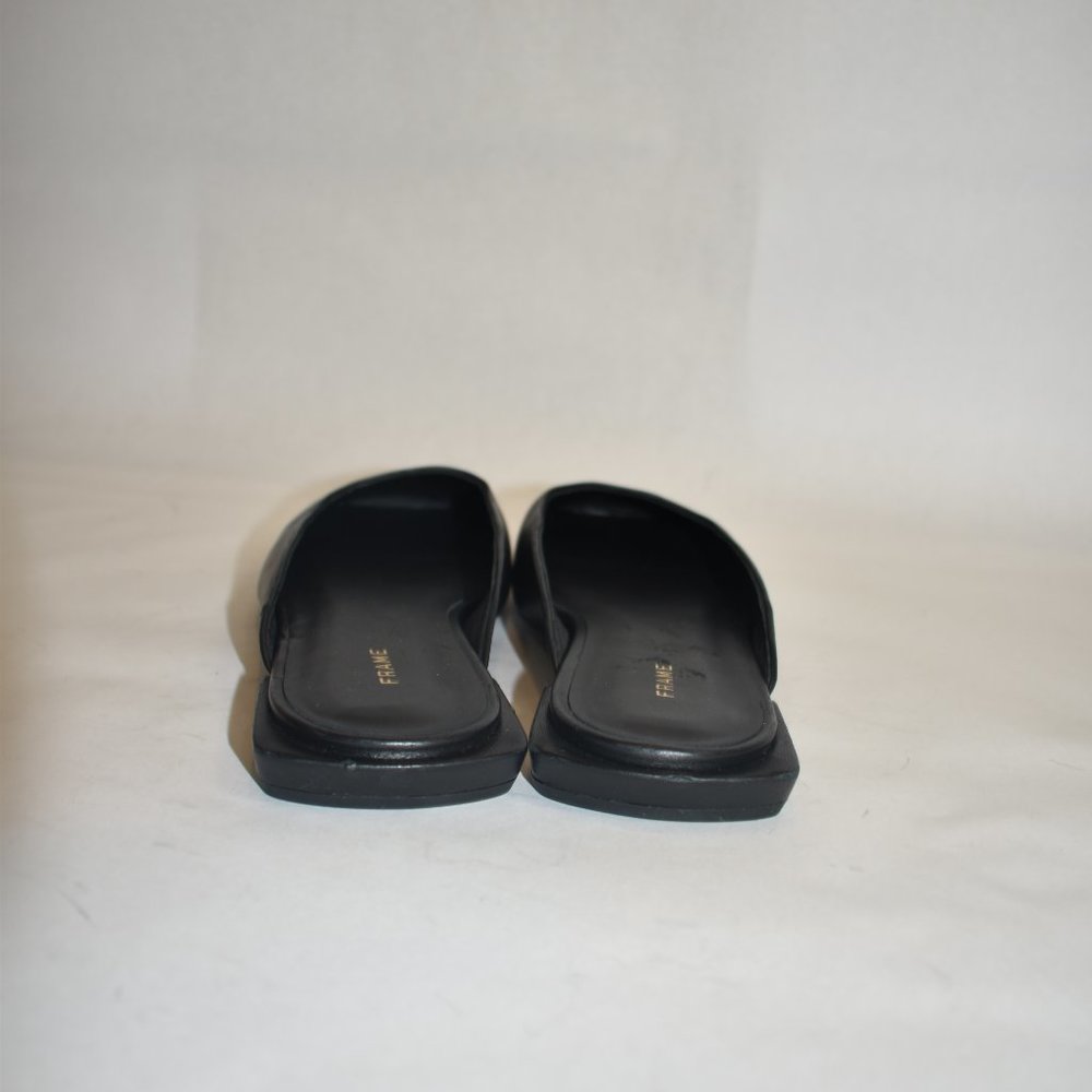 FRAME LE TOWN SQUARE-TOE LEATHER MULES BLACK LEATHER SLIDE SHOES 39.5 - Picture 4 of 7